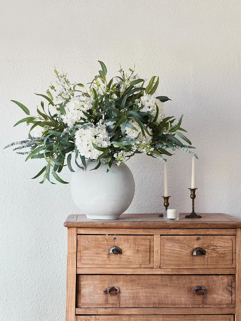 Artificial Flowers with Greenery Stems Faux Plants Indoor Branches for Tall Vase Ultra-Realistic, 13 Pcs Wedding