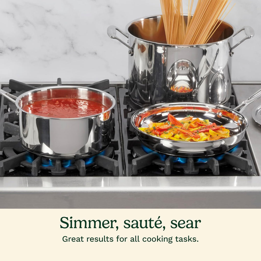 7-Piece Stainless Steel Pots and Pans Set, Cookware Set Compatible with Induction, Electric, Gas Cooktops, Aluminum