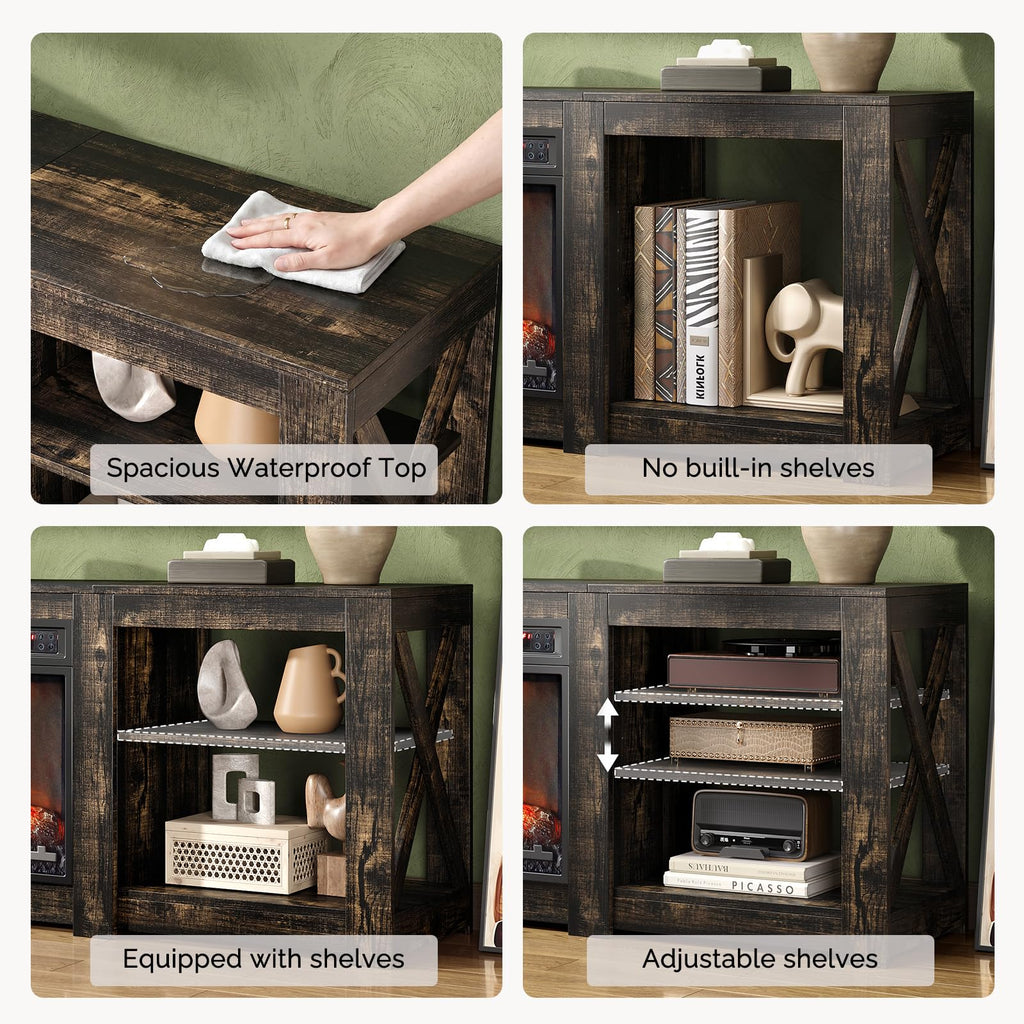 70" for up to 80 inch TVs, Dark Rustic Oak