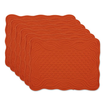 Quilted Farmhouse Collection Tabletop, Placemat Set, Pumpkin Spice, 6 Piece