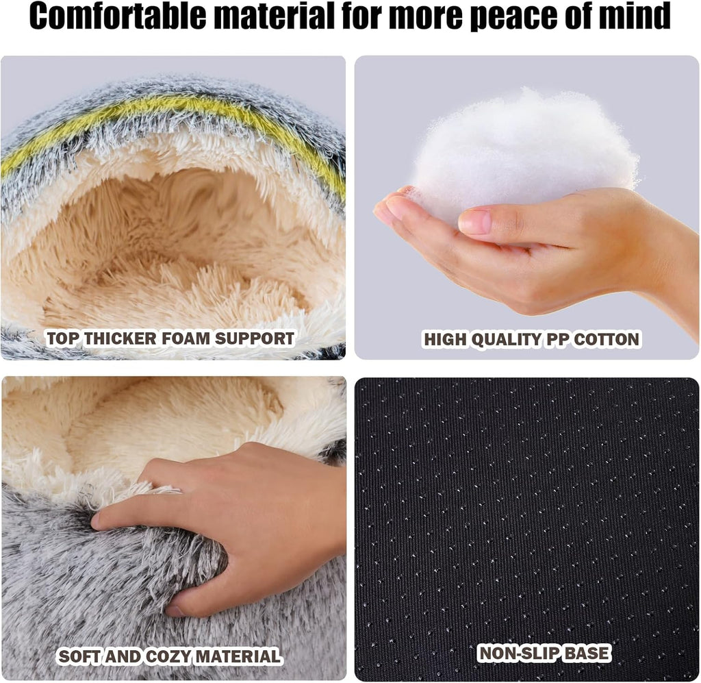 Cat Beds for Indoor Cats,Cat Cave for Puppy and Kitty,Calming Small Dog Bed for Small Dogs with Cover Cave,Cozy
