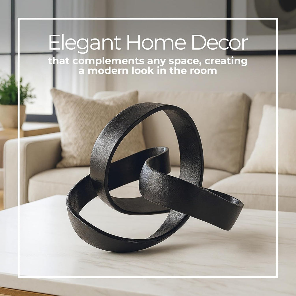 Metal Decorative Object - Minimalist Shelves & Coffee Table Decor - Aluminum Knot Sculpture Modern Home Decor - 8" x