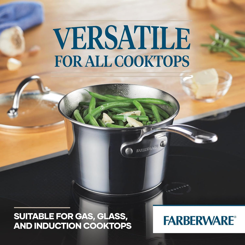 Millennium Stainless Steel Pots and Pans Set, 10-Piece Induction Cookware Set, Silver