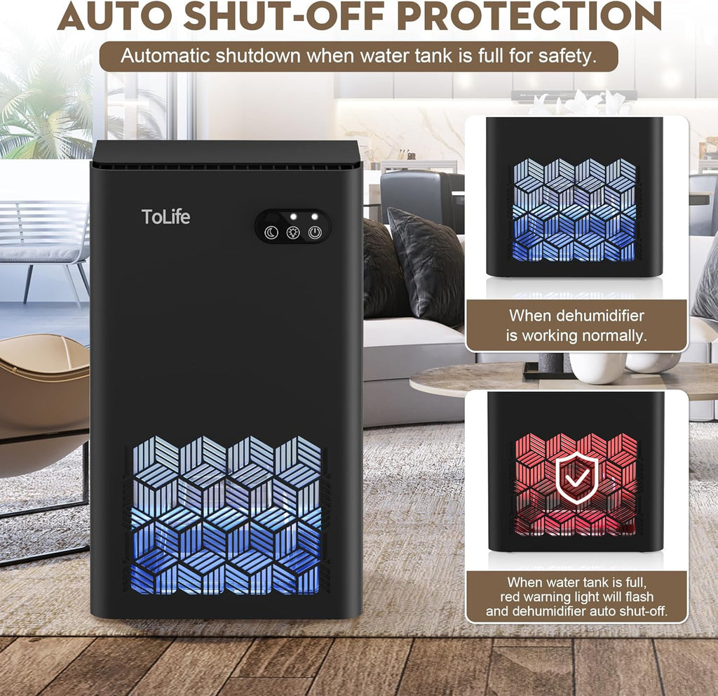 Dehumidifier for Home, 1000 sq.ft Dehumidifiers for Basement Bedroom Bathroom with 95 OZ Water Tank