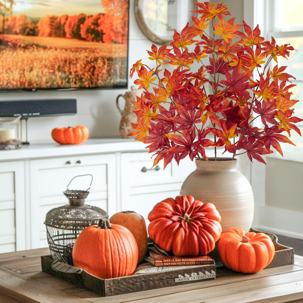 30 inch Artificial Maple Leaves Fake Maple Leaf Faux Fall Stem for Vase Fall Branches Floral Arrangement Autumn