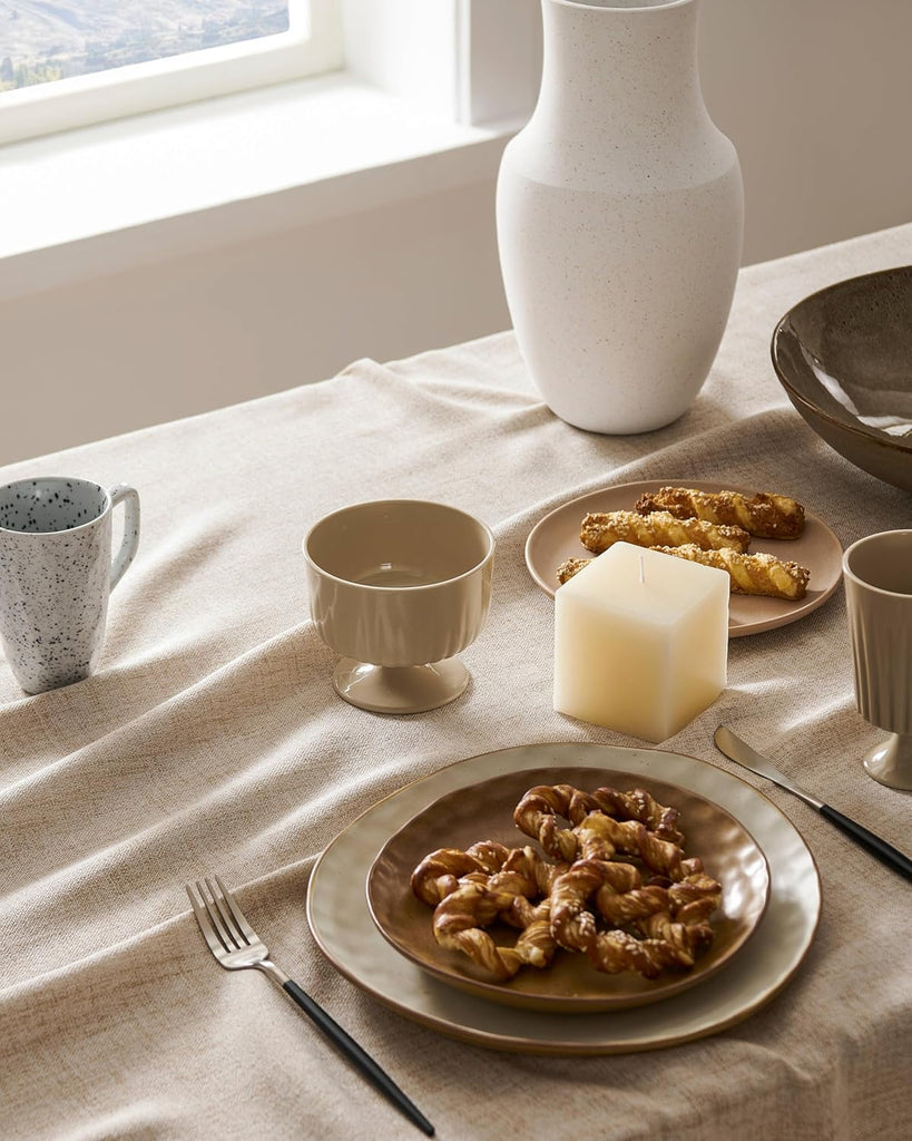 Linen Tablecloth for Rectangle Table, Natural 60x84 Inch (Fit 5ft, Narrow Fit 6ft Rectangle Table) F