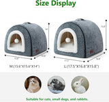 Cat Bed for Indoor Cats,2-in-1 Convertible Cat Bed & Cave,Foldable Washable Cat House,Soft and Thick Removable Inner
