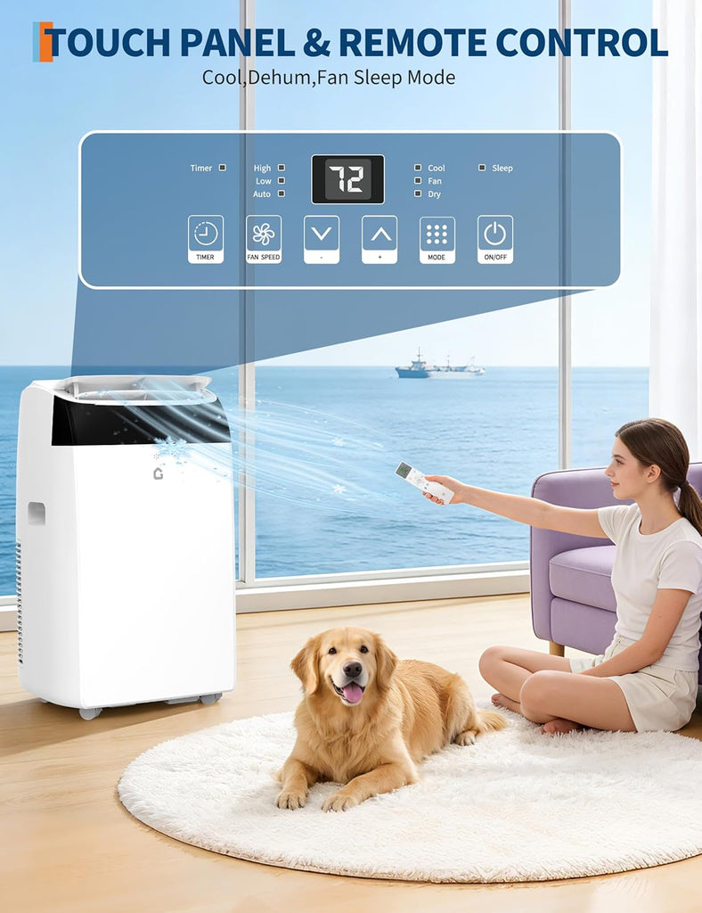 14000 BTU Portable Air Conditioner with Follow Me Function, 3-in-1 AC Includes Remote & Full Window Kit