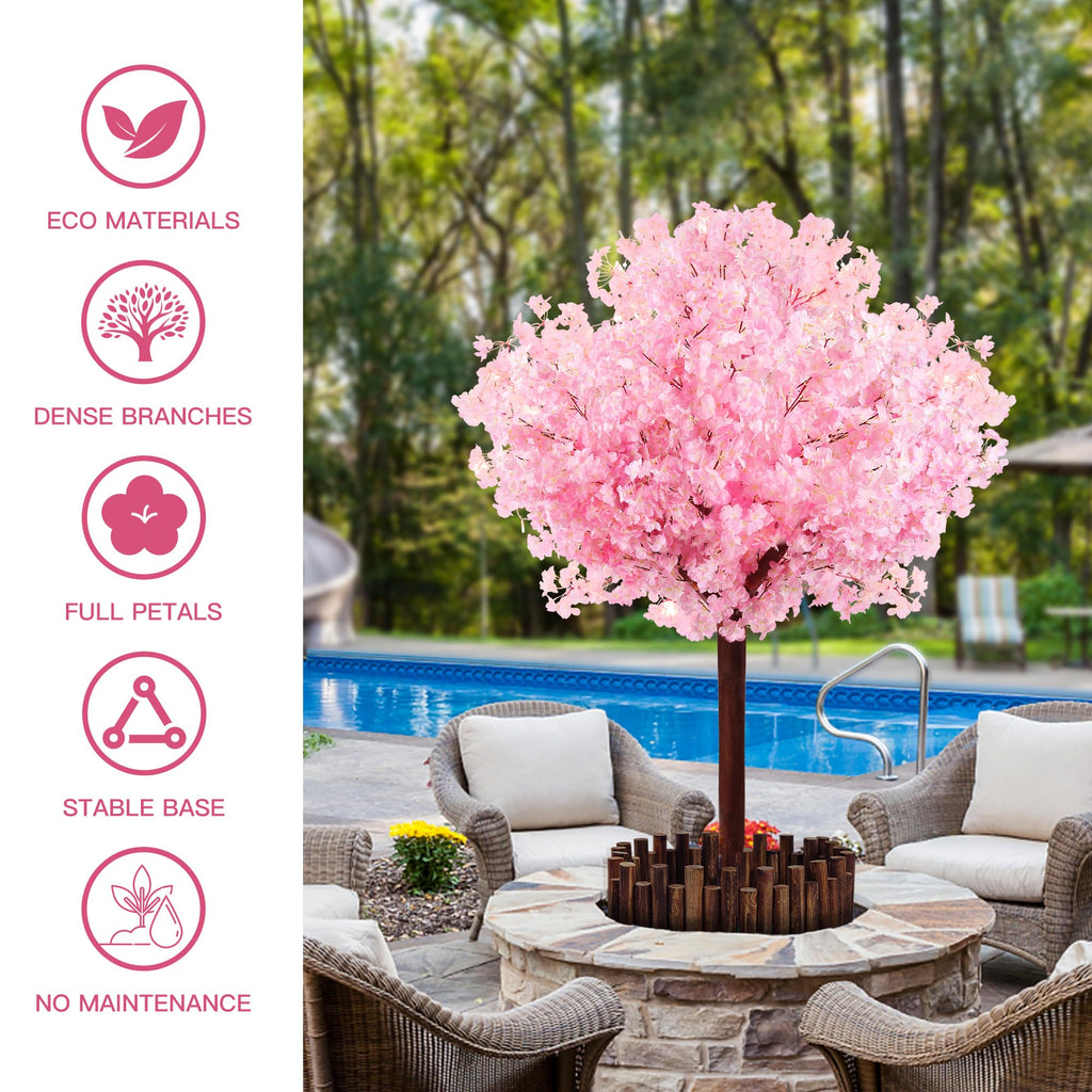 5 FT Pink Artificial Cherry Blossom Tree with LED Lights, 6 Trunks