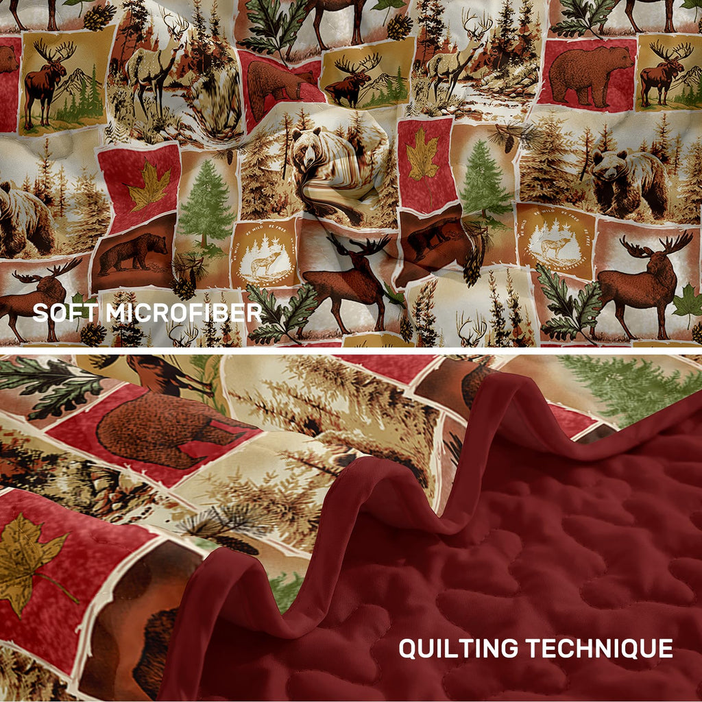 Christmas Quilts King Size, Rustic Patchwork Bedding Set