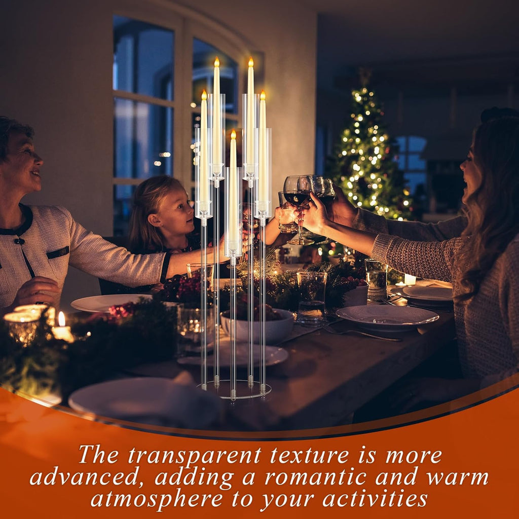 4 Pcs Acrylic Candelabra Centerpieces Clear Taper Candle Candlestick Holder Crystal 5 Arm Candlesticks Holder with
