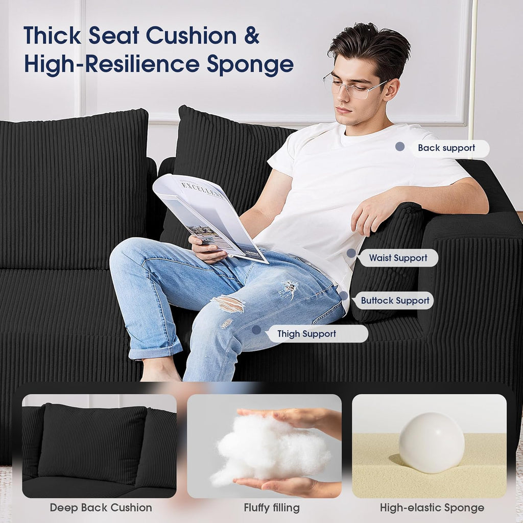 107'' Modular Sectional Sofa, L Shaped Cloud Couch for Living Room