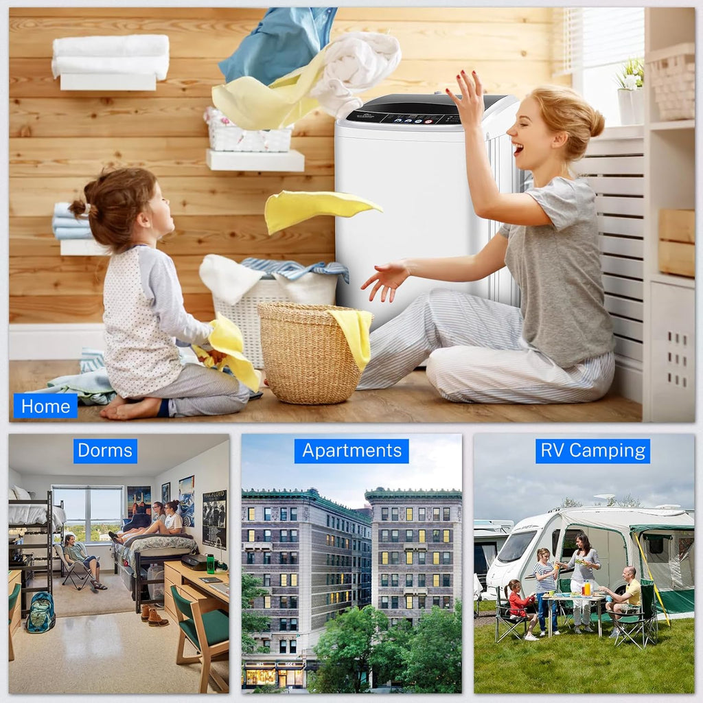 Portable Washing Machine 17.8Lbs Portable Washer 2.4 Cu.ft Full Automatic Compact Laundry Washer with 10 Programs 8
