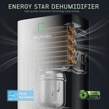 80 Pints Energy Star Dehumidifier Basement Home, Smart Silent Dehumidifier with Drain Hose, 1.32 Gal Water Tank