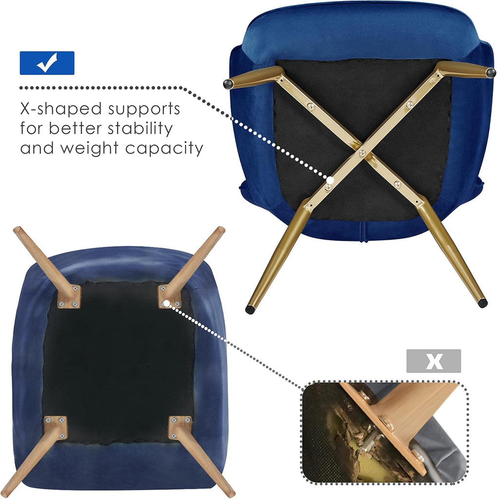 Velvet Accent Chair, Modern Armchair with Wing Side and Metal Legs, Cozy and Soft Padded and High Back /Home