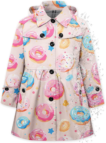 Girl's Hooded Rain Jackets Waterproof Trench Coat Windbreaker