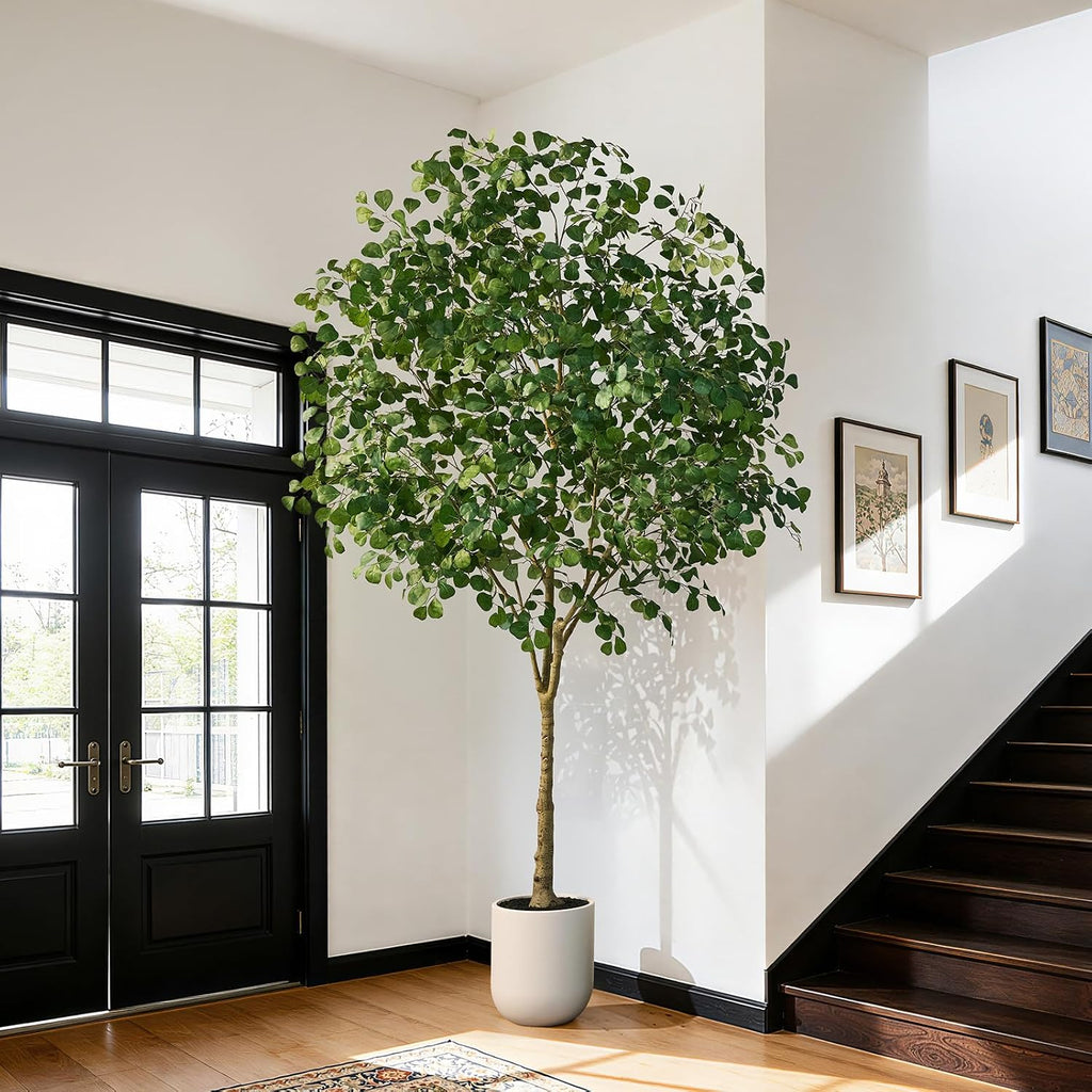 10FT Artificial Ficus Tree Indoor, Large Potted Faux Tree with Silk Leaves