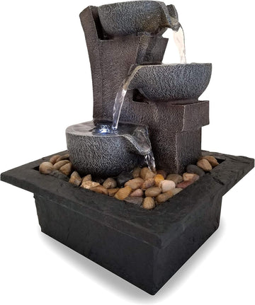 Manufacturing, Inc. Aura Meditation Fountain with 3 Tiered LED Waterfall, Pack of 1, 03801