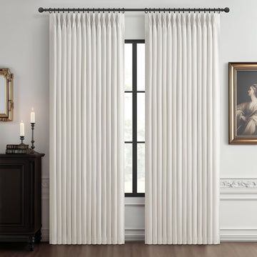 Pleat Viral Linen Blackout Curtains, Pinch Pleated Soundproof Privacy Farmhouse Window Drapes Decor