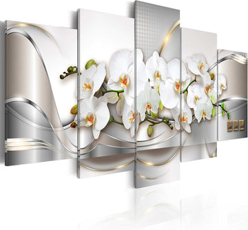 Large 5 Pieces Butterfly Orchid Flowers Canvas Print Wall Art Painting Decor Decoration Picture Stretched Framed