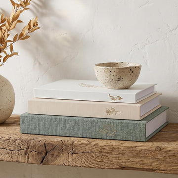 Set of 3 Aesthetic Decorative Books, Decorative Linen Faux Books | Fake Faux Decor Book, Stylish Book Storage Boxes