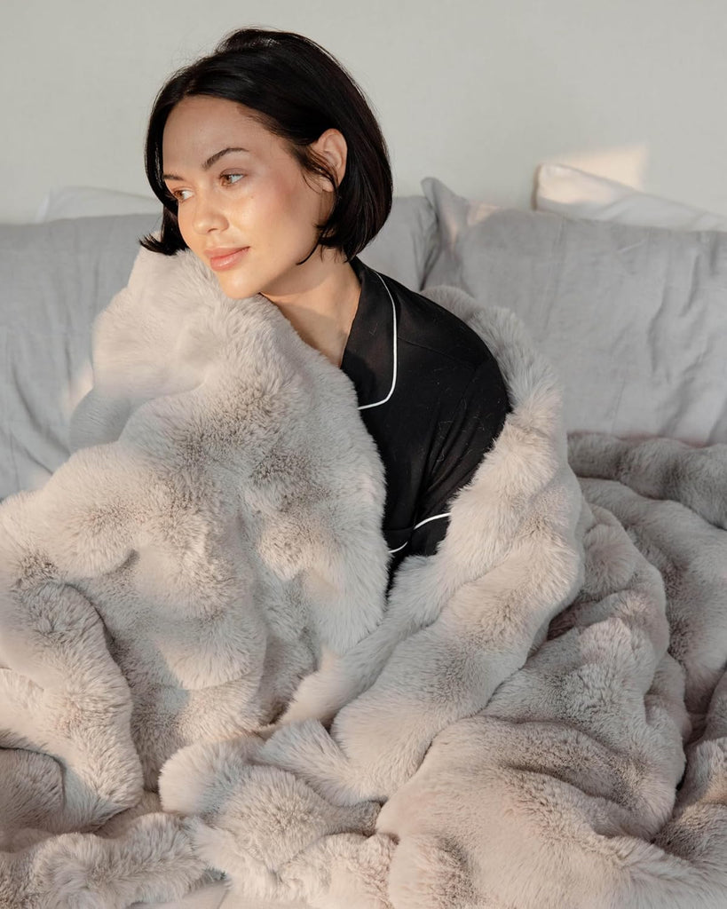 Earth Bubble Cuddle Blanket, Faux Fur Ultra-Soft Luxury Throw Blanket | Comfortably Weighted Design for Lounging or