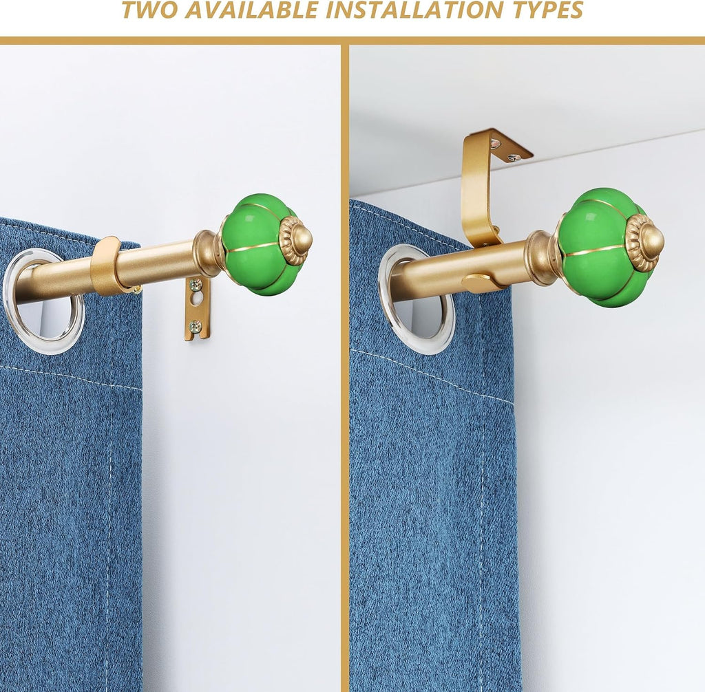 Ceramic Curtain Rods for Windows, 1 Inch Adjustable Telescoping Drapery Rod Heavy Duty Window Treatment