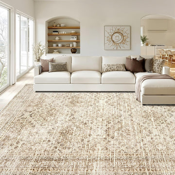 9x12 Vintage Washable Area Rugs Living Room Rug Low Pile Boho Floor Mat
