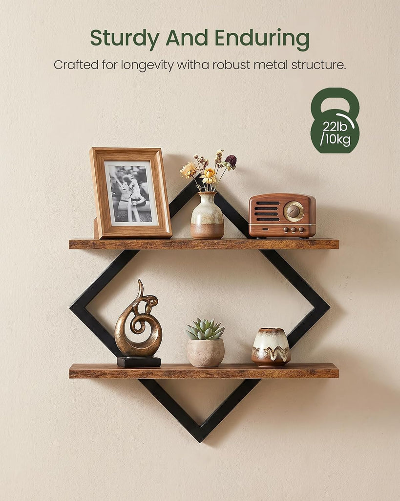 Floating Shelves, Set of 2 Wall Shelves, 2-Tier Hanging Shelves, Wall Shelf Set of 2, Wall Mounted Shelves, Study