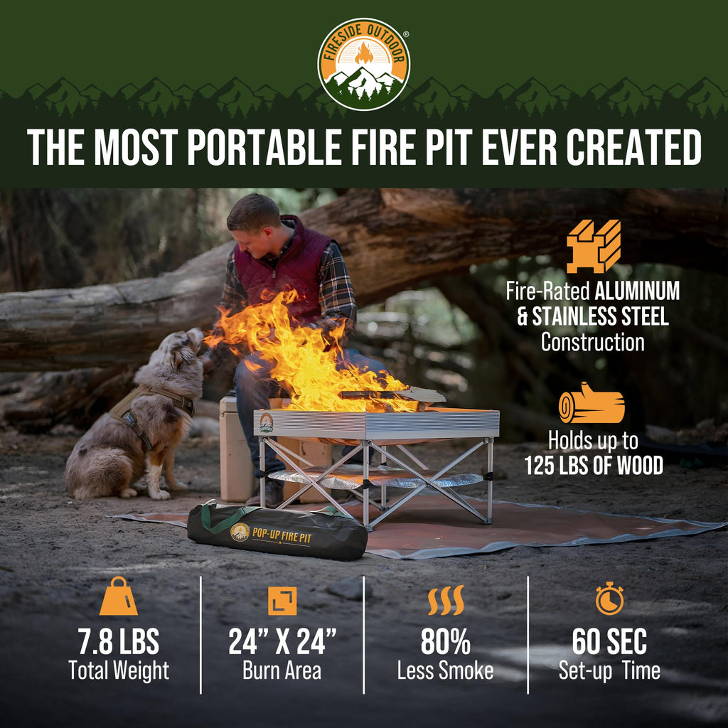 Portable Fire Pit for Camping, Portable Fire Pit Grill for Backyard, Outdoor Firepit with Heat Protect, Camping