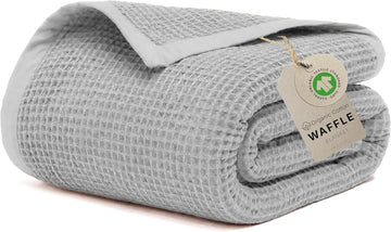 GOTS Certified 100% Organic Cotton Throw Blanket, 55" x 60" Waffle Blankets & Throws, Throw Blanket, Modern & Cozy