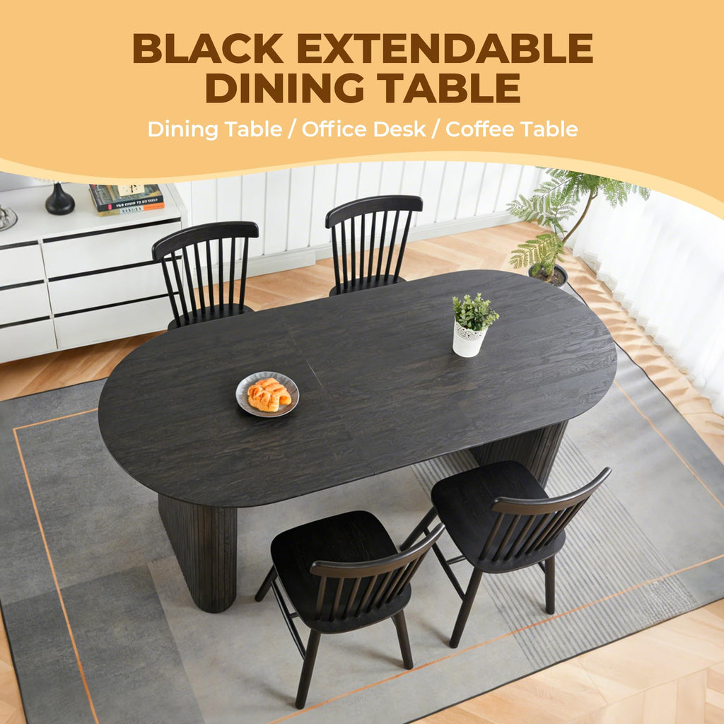 Round Faux Travertine Extendable Dining Table, 90.55" Extendable Dining Room Table for 10, Retro Wooden Kitchen