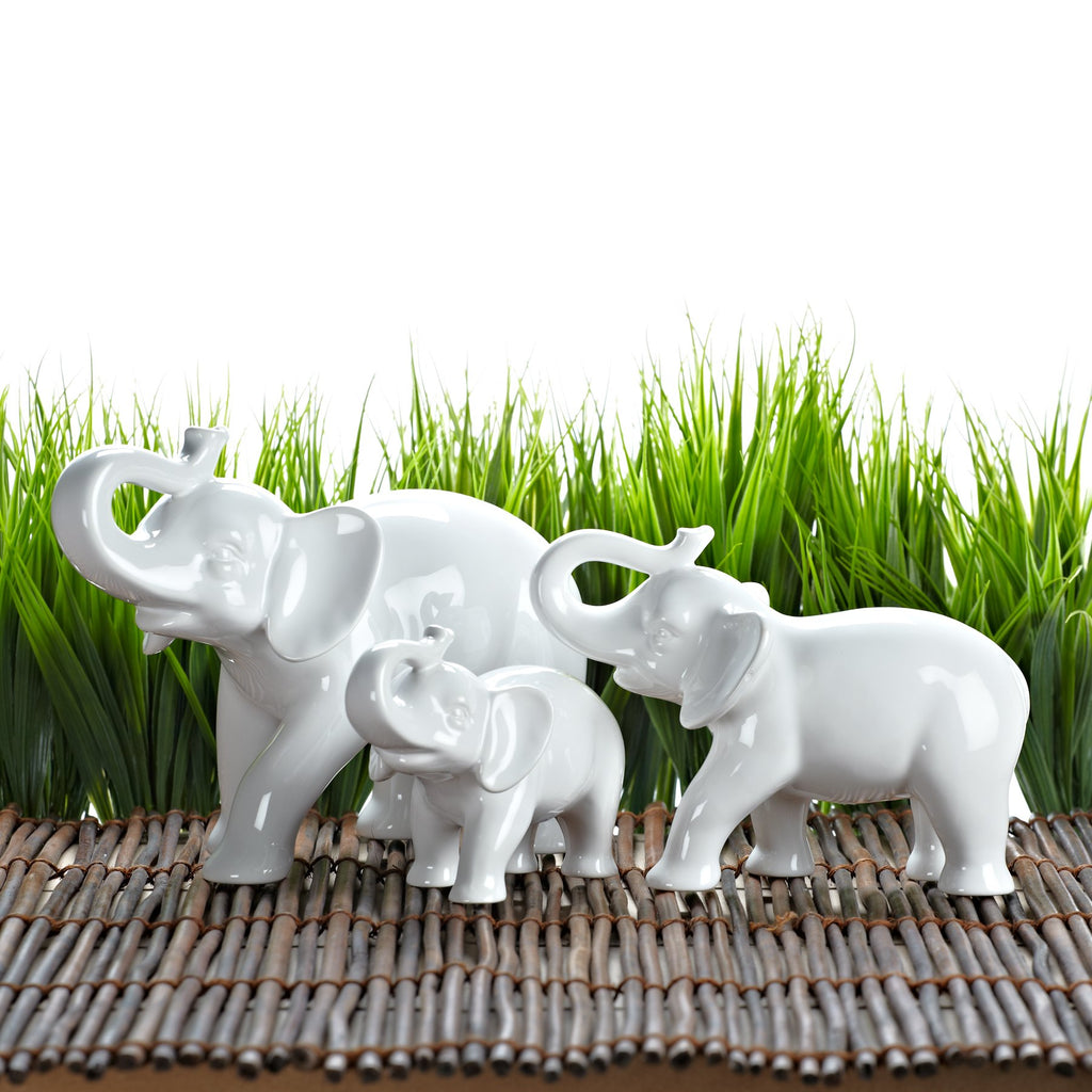 Ceramic Elephant Figurine, White (Small)