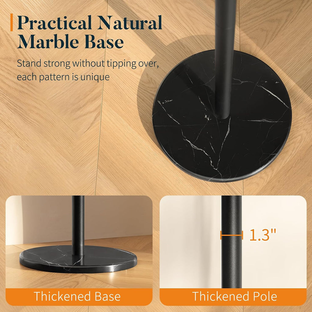 Coat Rack Freestanding with Natural Marble Base - Coat Tree with 8 Hooks Heavy Duty Coat Hanger Stand, Metal Coat