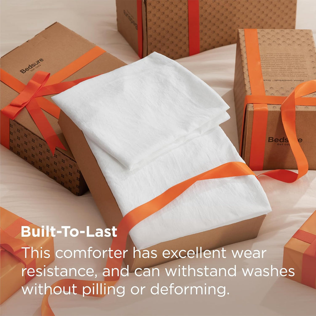 Comforter Set, White Soft Prewashed Bedding for All Seasons, 3 Pieces GentleSoft Bed Set