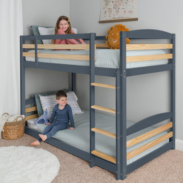 Low Bunk Bed Twin Over Twin with Unique Design for Kids and Toddlers