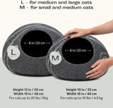 Cat Cave - Premium Felt Cat Bed for Indoor Cats, Handmade Merino Wool (Dark Grey, Medium)