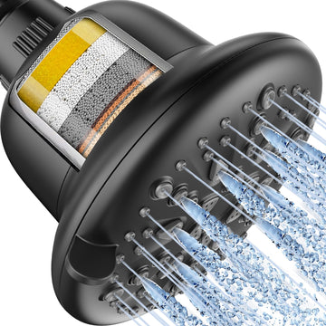 Filtered Shower Head, 7 Modes High Pressure Shower Heads Matte Black
