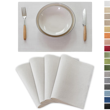 White Placemats Set of 4 Heat Resistant Cloth Place Mats Linen Dining Table Mats for Wedding Party Decorations, Pure