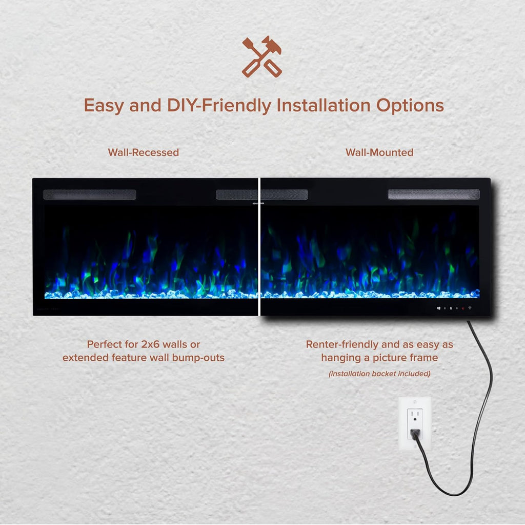 Modern Ember Vibrance 60 Inch Smart Linear Electric Fireplace Insert