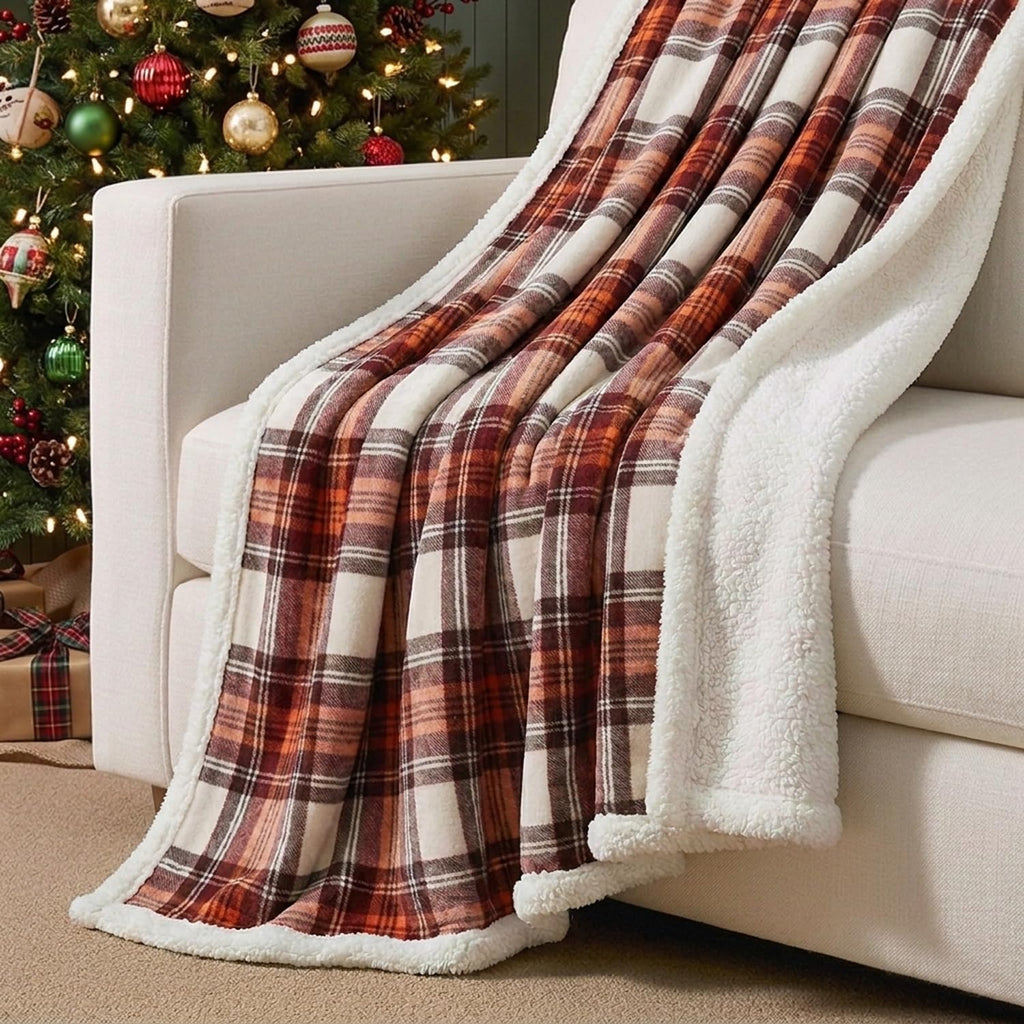 Sherpa Reverse Throw Blanket for Bed or Couch, 50 x 60