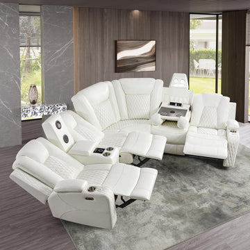 Chicago Home Theater Seating Reclining Sectional with Power Recline, Bluetooth Speakers, LED Lighting
