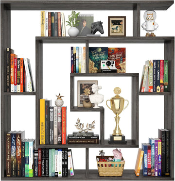 Geometric Wall Mounted Shelf, Freestanding Display Shelves for Collectibles | Floating Bookshelf Decorative Book Case