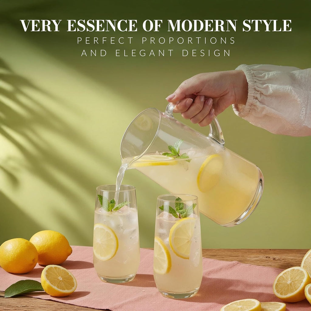 Tall Water, Juice, Drinking Glasses, Set of 6, 16.2 oz, Splendour Collection, Highball & Tumbler Crystal Glass