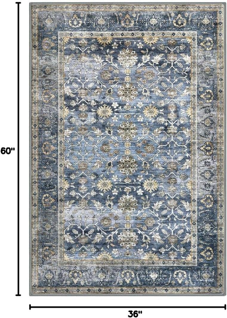 Vintage Floral 3x5 Entryway Rug, Area Rugs
