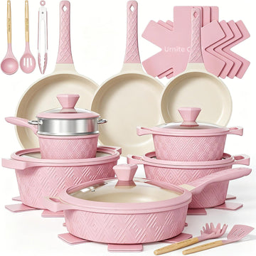 Pots and Pans Set Non Stick, 26PCS Nonstick Cookware Set, Induction Cook Ware, Includes Steamer & Silicone Utensils