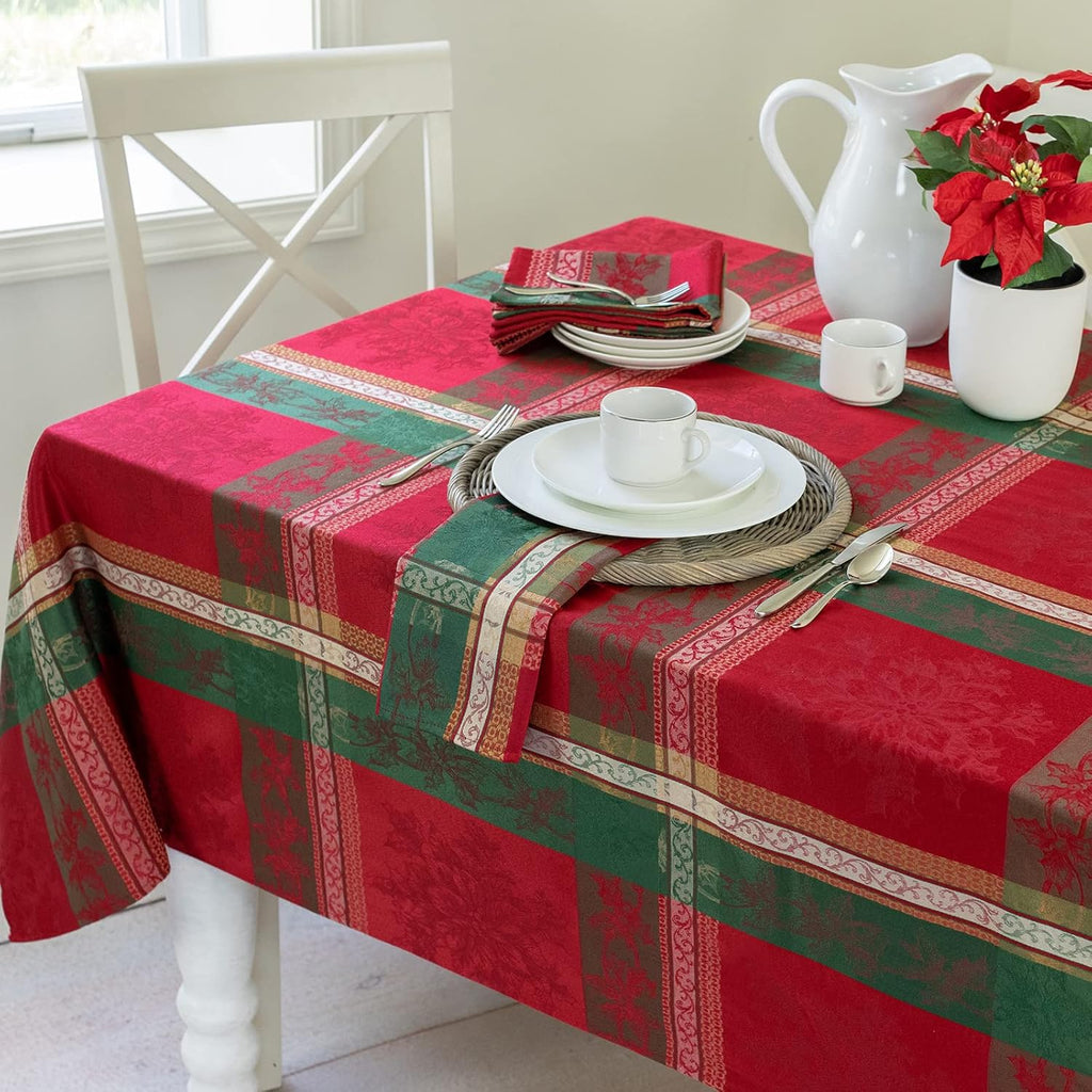 Heavyweight Yarn Dyed Jacquard Fabric Plaid Table Cloth Entertaining, Winter, and Christmas Tableclo