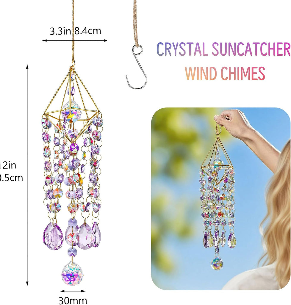 21.5'' Crystal Prisms Suncatcher for Window Hanging,Purple - Rainbow Maker,Sun Catcher Indoor Window