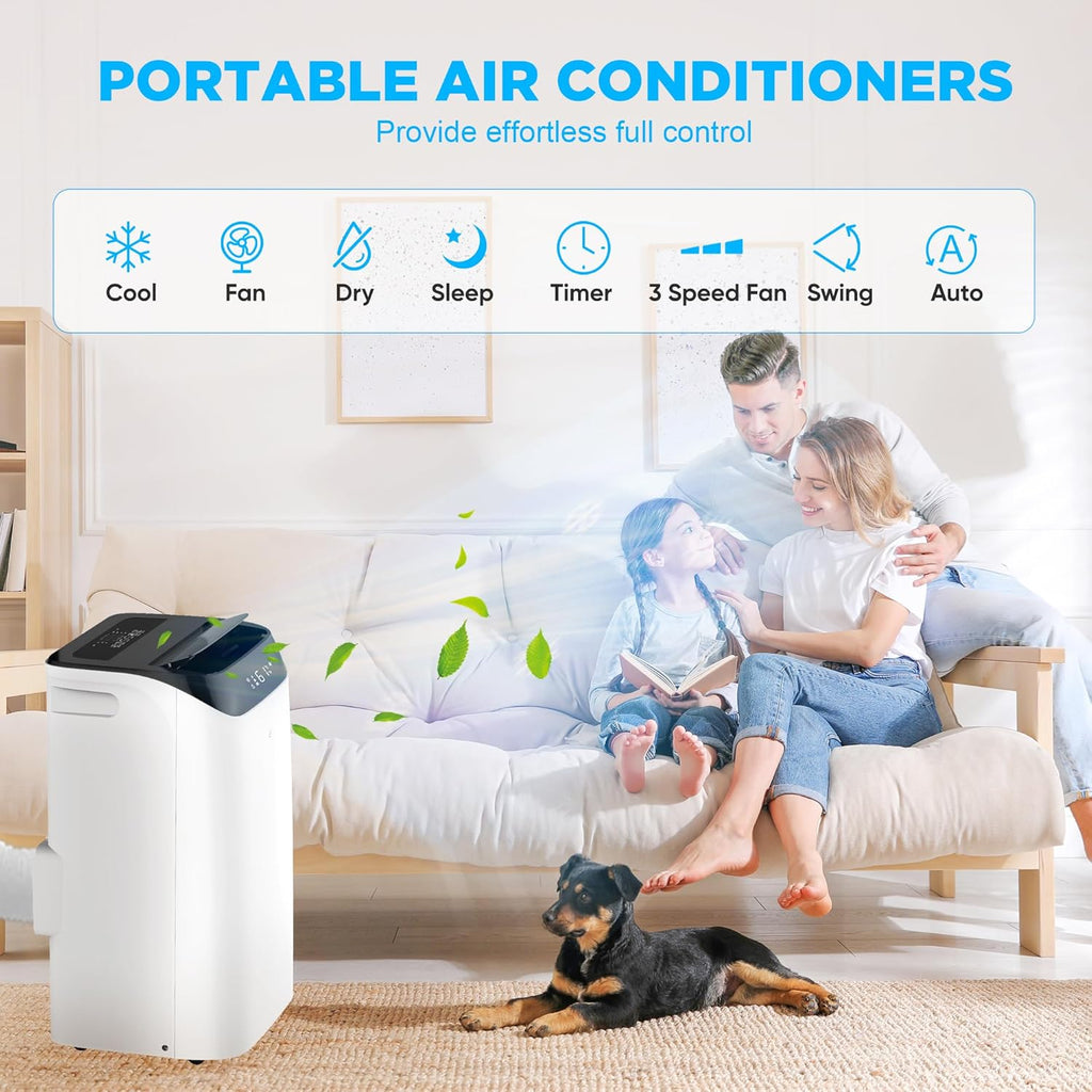14,000 BTU Portable Air Conditioner Cools Up to 700 Sq.Ft, 3-IN