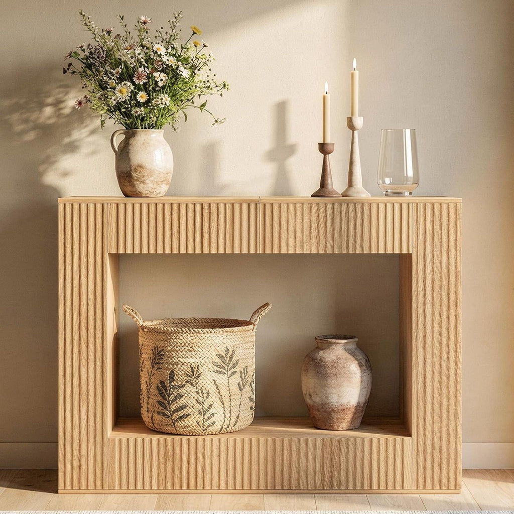 Modern Console Table, 47.2'' Entryway Table with Storage, Fluted Couch Table Behind Sofa, for Entrance, Foyer, Living